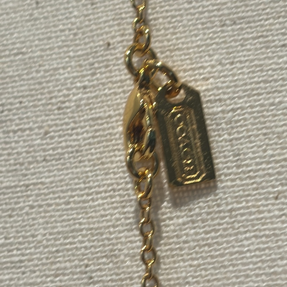 Coach Heart logo Gold tone Necklace - Picture 2 of 7